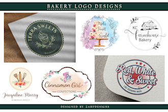 do unique bakery, restaurant, food logo with business card