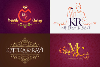 design modern custom wedding logo, monogram, initial