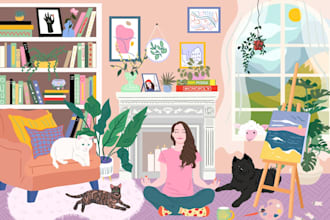 create a colorful busy vector illustration