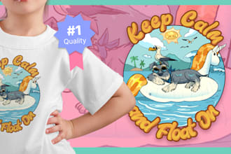create an adorable animal cartoon style t shirt design