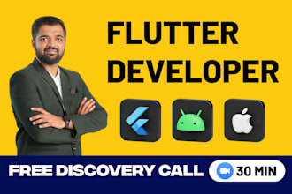 do mobile app creation, android app, ios app as flutter mobile app development