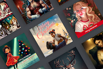 design greeting cards and christmas cards using artificial intelligence drawings