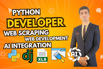 be expert python, django developer for data, web scraping, website development
