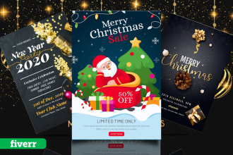 create an awesome christmas, new year invitation,flyer