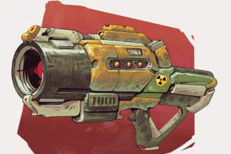 do a 2d concept art of a weapon or vehicle for you