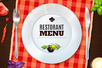 design professional restaurant, takeaway or food menu