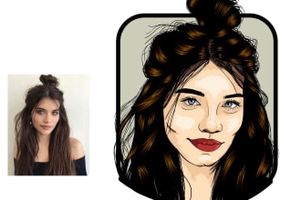 draw vector cartoon portrait and cute cartoon portrait