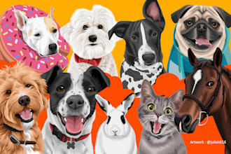 draw pet portrait into cartoon vector