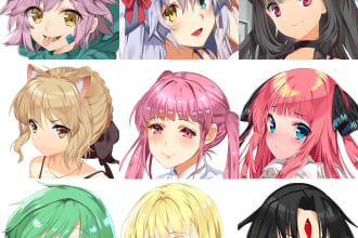 make cute headshot anime manga in 1 day delivery