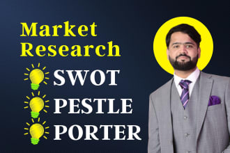do swot analysis, pestle analysis, porter 5 force analysis