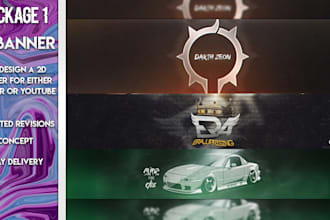 design pro level 2d or 3d gaming banners, overlays, and thumbnails