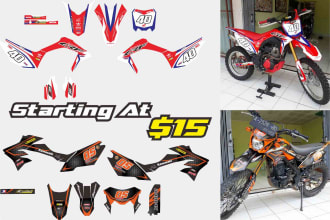 design your motorcycle decal with racing graphic or cartoon