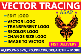 vectorize your logo or graphic into clean svg, ai, or dxf