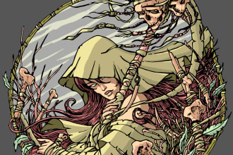 make a dark art illustration,graphic design