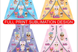 design a full print sublimation skirt dress for kids, awesome vector tracing