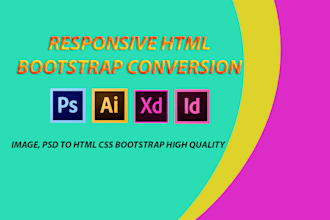 convert psd, image, pdf to responsive html css bootstrap website