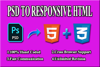 convert psd to html responsive bootstrap4