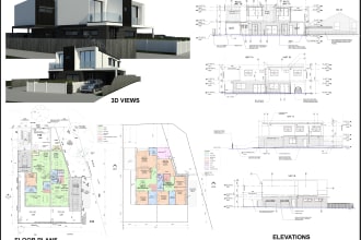 do floor plans, elevations by revit and  render 3d views