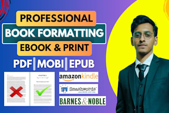format your book for amazon kindle, paperback, KDP