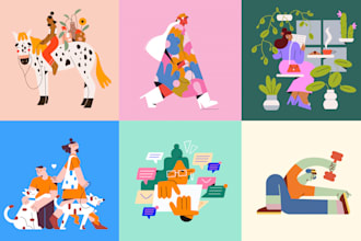 draw vectorised, modern, flat illustrations