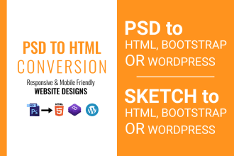convert psd to html, psd to bootstrap, psd to wordpress