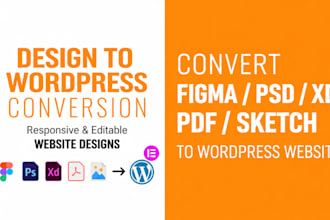 convert figma, PSD, xd or PDF to wordpress elementor