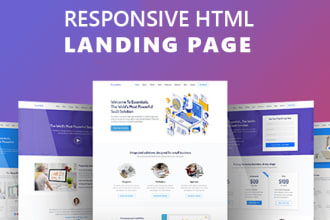 responsive HTML landing page or elementor landing page