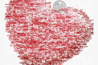 create a Beautiful Typograph heart from the words of her Favorite love song