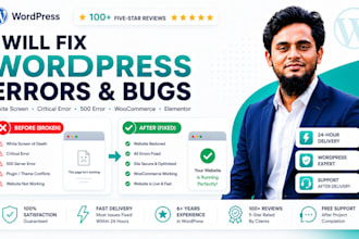 fix wordpress errors, bugs, white screen, and critical website issues fast