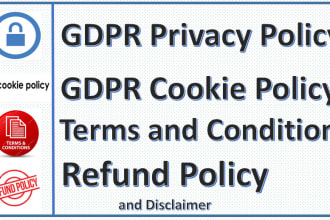 GDPR隐私政策，条款和条件，网站和应用的免责声明