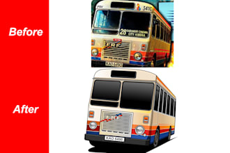 draw your bus vehicle into a vector cartoon
