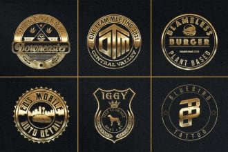 create 3d badge luxury gold stamps monogram logo design