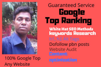 rank of your website in google top with white hat SEO