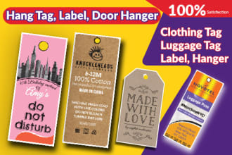 design product label, hang tag, clothing care label
