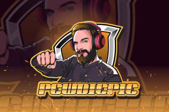 make your photo into a cool mascot logo for youtube, twitch