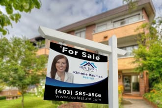 create eyecatching real estate yard sign, banner, flyers for your business