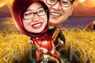 draw bighead caricature with concept