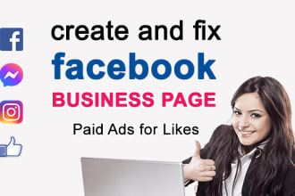 create and fix facebook business page,  fb page, fan page