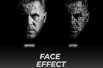 make your face covered with text, image, texture, anything