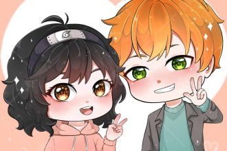 draw cute couple chibi for you