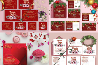 design wedding invitation christmas, thanks, greetings gift card