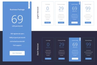 create wordpress pricing table or comparison chart or table