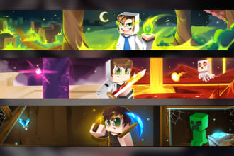 create a minecraft banner for youtube with your skin