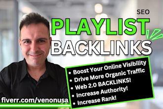 do SEO backlinks for playlist to rank up music on spotify, apple, soundcloud