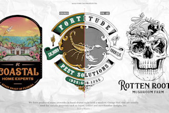 create an awesome vintage hand drawn logo