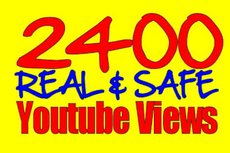 send 2400 EXTREMELY Safe fast real youtube views which are great for video seo or you tube rankings
