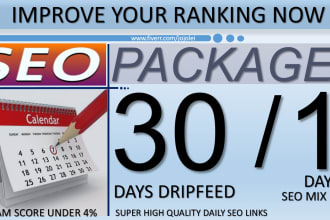submit 30 days drip feed seo link building service for daily update