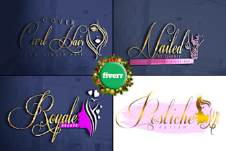 do branding hair, eyelashes, beauty salon and cosmetics logo