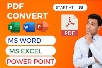convert PDF to ms word, powerpoint, ms excel