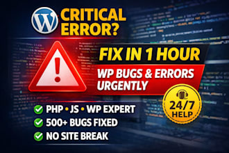fix your wordpress website bugs, errors or crashes urgently
